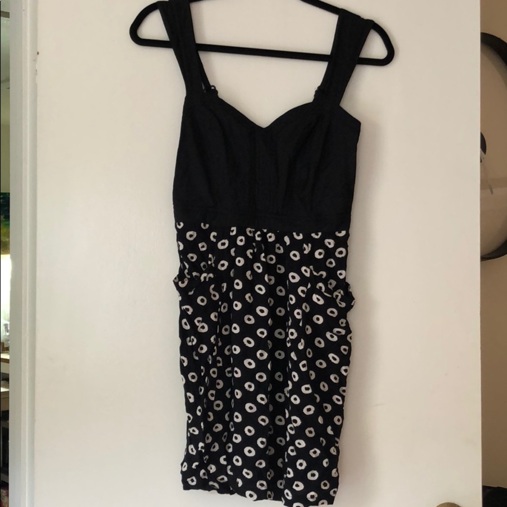 Anthropologie dark navy print dress sz S